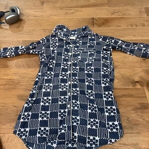 Navy Blue Patterned Women's Top